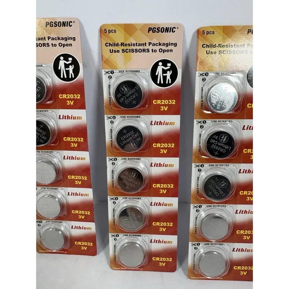 5-pack of PGSONIC CR2032 3V lithium coin cell batteries Lot Of 6
